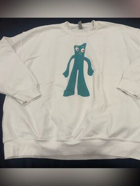 Classic GUMBY White Heavy Blend Crewneck Sweatshirt-unisex FUN nostalgicFASHION